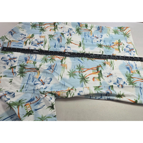 Campia Moda Shirt Men's L Blue Colorful Hawaiian Tropic Button Down Short Sleeve - Picture 8 of 16